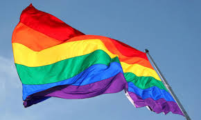 Blowing rainbow flag